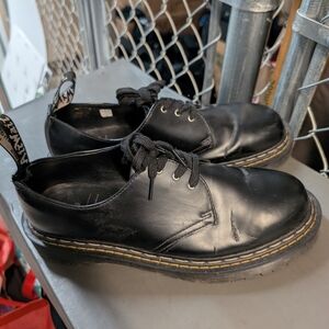 Dr. Martens  Rick Owens Black Leather 3-Eye Derby Shoes with Yellow Stitching